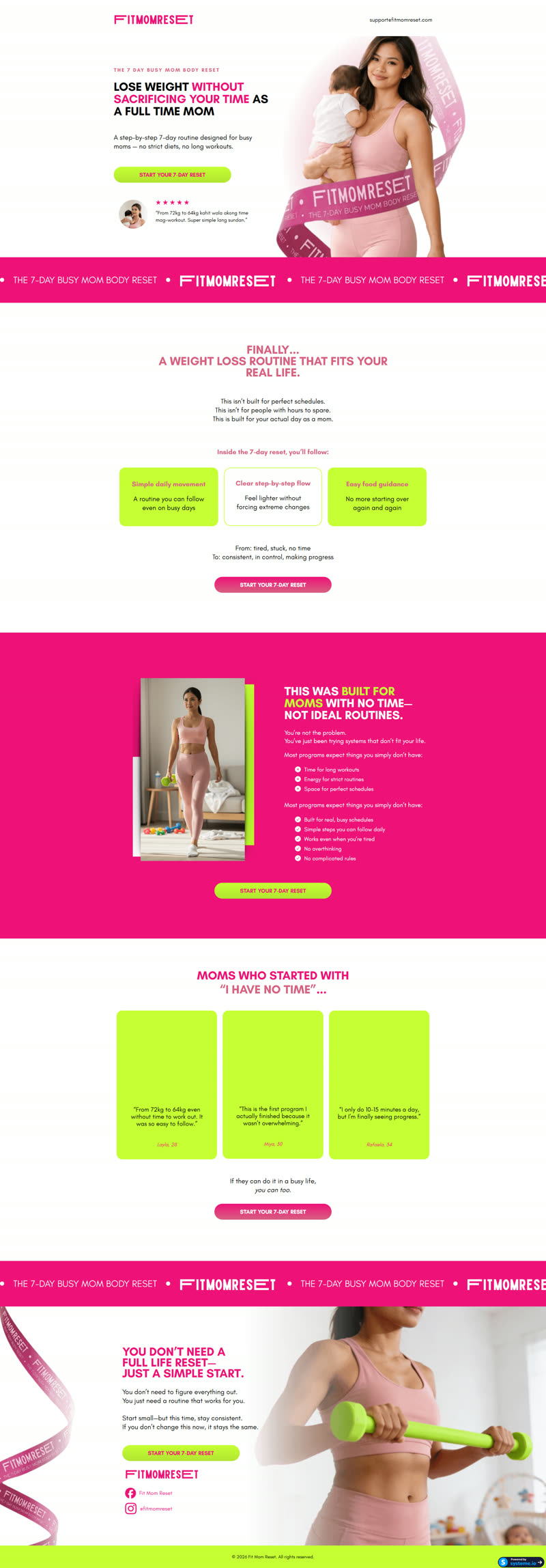 Fitmom Reset funnel screenshot